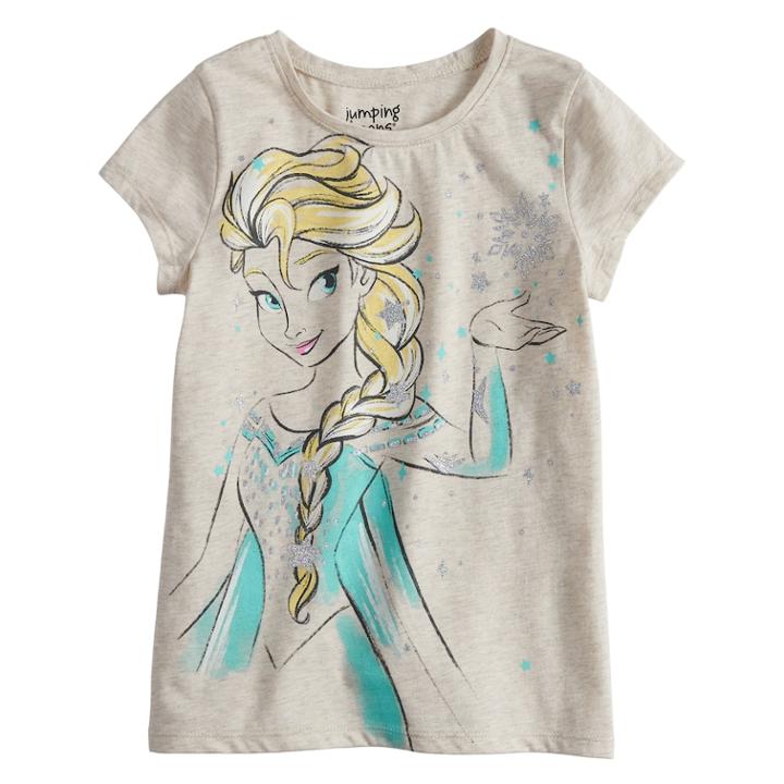 Disney's Frozen Elsa Girls 4-10 Glittery Graphic Short-sleeve Tee By Jumping Beans&reg;, Size: 5, Lt Beige