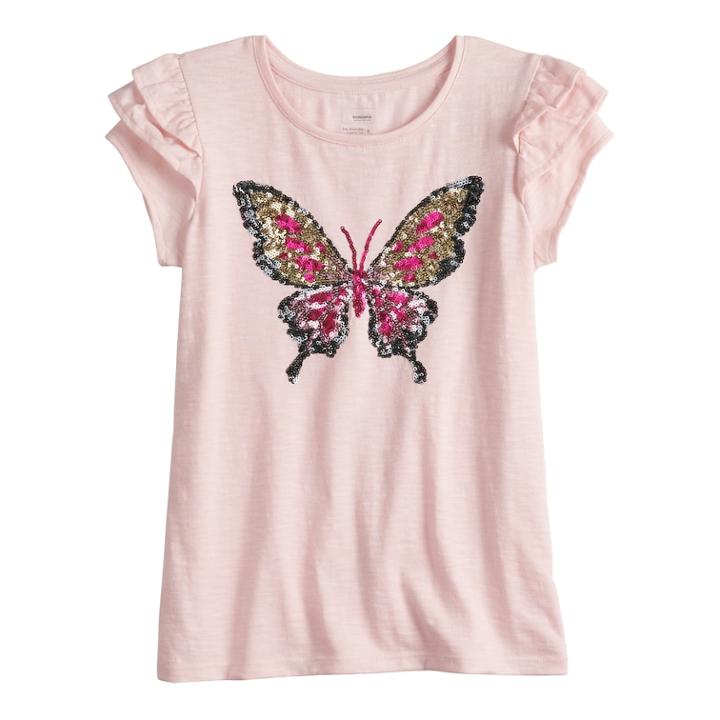 Girls 4-12 Sonoma Goods For Life&trade; Embellished Flutter Tee, Size: 7, Light Pink