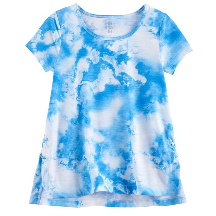Girls 7-16 So&reg; Lace Up Wash Effect Tee, Size: 7-8, Med Blue