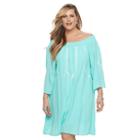 Plus Size Design 365 Embroidered Off-the-shoulder Dress, Women's, Size: 1xl, Green Oth