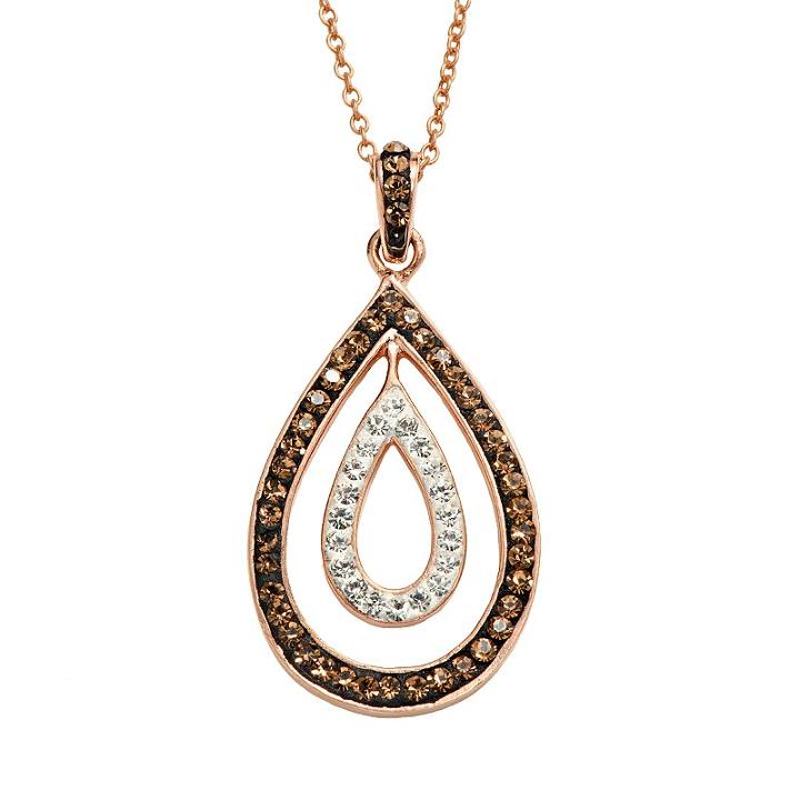 Crystal 14k Rose Gold Over Silver-plated Teardrop Pendant Necklace, Women's, Size: 18, White