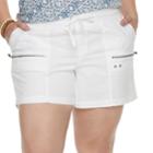Plus Size Sonoma Goods For Life&trade; Zipper Utility Shorts, Women's, Size: 20 W, White