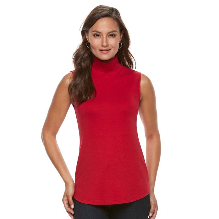 Women's Croft & Barrow&reg; Sleeveless Mockneck Top, Size: Xl, Med Red