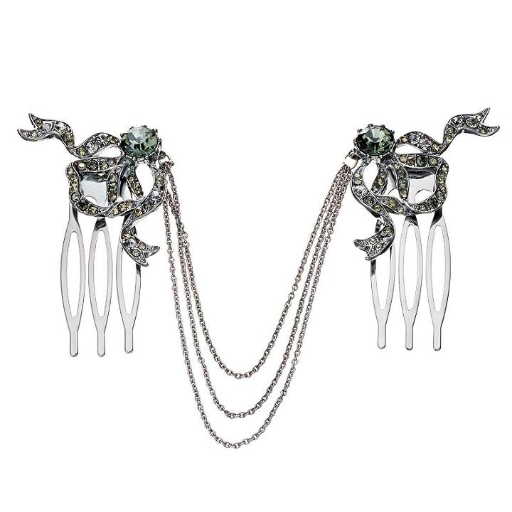 Simply Vera Vera Wang Bow Chain Dual Hair Comb, Women's, Oxford