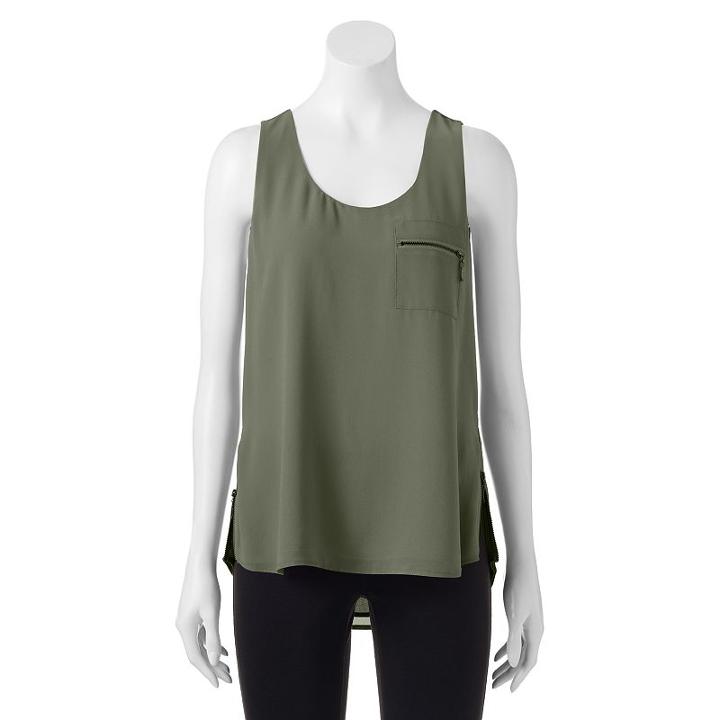 Juniors' My Michelle Zipper Accent Tank Top, Girl's, Size: Xs, Dark Green
