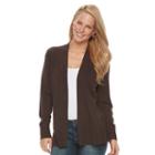 Women's Croft & Barrow&reg; Heathered Open-front Cardigan, Size: Xs, Dark Brown