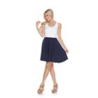 Women's White Mark Colorblock Fit & Flare Dress, Size: Large, Blue (navy)