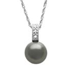 Tahitian Cultured Pearl And Diamond Accent Sterling Silver Pendant, Women's, Size: 18, Grey