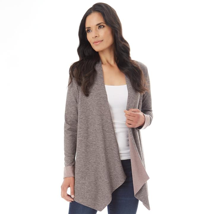 Women's Apt. 9&reg; French Terry Flyaway Cardigan, Size: Small, Beige