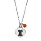 Fiora Sterling Silver Illinois Fighting Illini Heart Pendant Necklace, Women's, Size: 18, Orange
