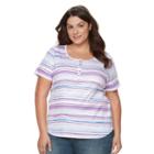 Plus Size Croft & Barrow&reg; Henley Tee, Women's, Size: 1xl, Brt Purple