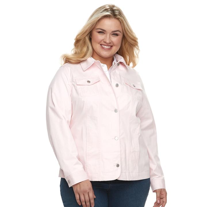 Plus Size Croft & Barrow&reg; Jean Jacket, Women's, Size: 2xl, Brt Pink