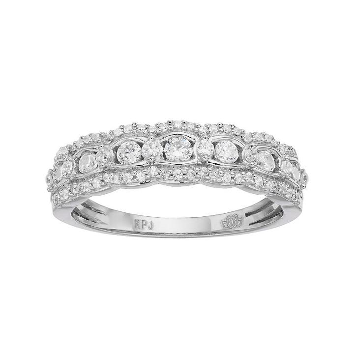 Simply Vera Vera Wang 14k White Gold 1/2 Carat T.w. Diamond Scalloped Wedding Ring, Women's, Size: 7