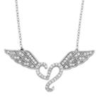 1/3 Carat T.w. Diamond Sterling Silver Heart & Angel Wings Necklace, Women's, Size: 18, White