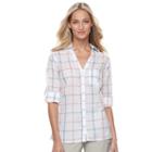 Women's Columbia Wiley Mesa Striped Roll-tab Shirt, Size: Xl, Dark Pink