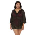 Plus Size Beach Scene Bonita Crochet Tunic Cover-up, Women's, Size: 3xl, Black