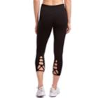 Women's Jockey Sport Black Macram Midrise Capri Leggings, Size: Large, Oxford