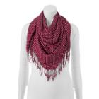Keds Patterned Sheer Fringed Square Scarf, Women's, Red