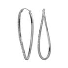 Diamond Mystique Platinum Over Silver Diamond Accent Wavy Hoop Earrings, Women's