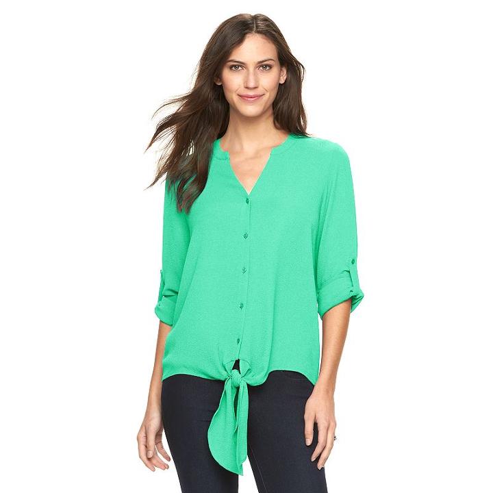 Women's Apt. 9&reg; Textured High-low Blouse, Size: Large, Brt Green