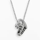Lavish By Tjm Sterling Silver Interlocking Heart Pendant - Made With Swarovski Marcasite, Size: 18, Black