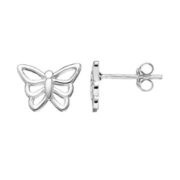 Charming Girl Kids' Sterling Silver Butterfly Stud Earrings, Grey