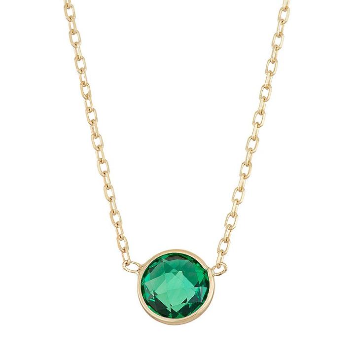 10k Gold Lab-created Emerald Circle Pendant Necklace, Women's, Size: 17, Green
