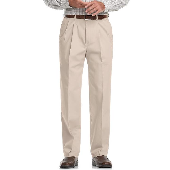 Big & Tall Haggar Work To Weekend Classic-fit Pleated Expandable Waist Pants, Men's, Size: 48x34, Dark Beige