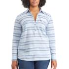 Plus Size Chaps Striped Chambray Shirt, Women's, Size: 2xl, Blue