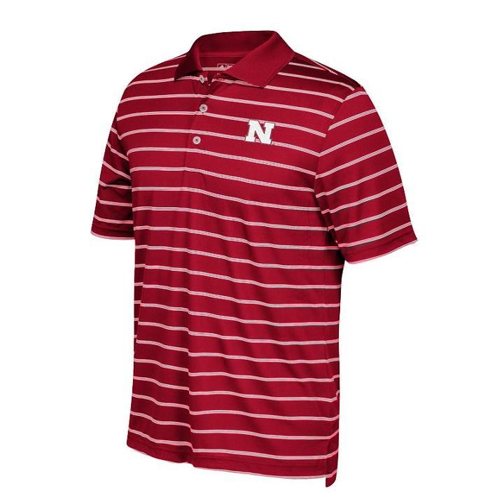 Men's Adidas Nebraska Cornhuskers Striped Golf Polo, Size: Small, Red
