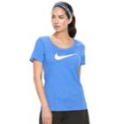Women's Nike Swoosh Short Sleeve Graphic Tee, Size: Large, Blue