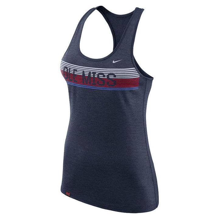 Women's Nike Ole Miss Rebels Dri-fit Touch Tank Top, Size: Xxl, Blue (navy)