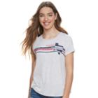 Juniors' About A Girl Striped State Tee, Size: Xs, Light Grey