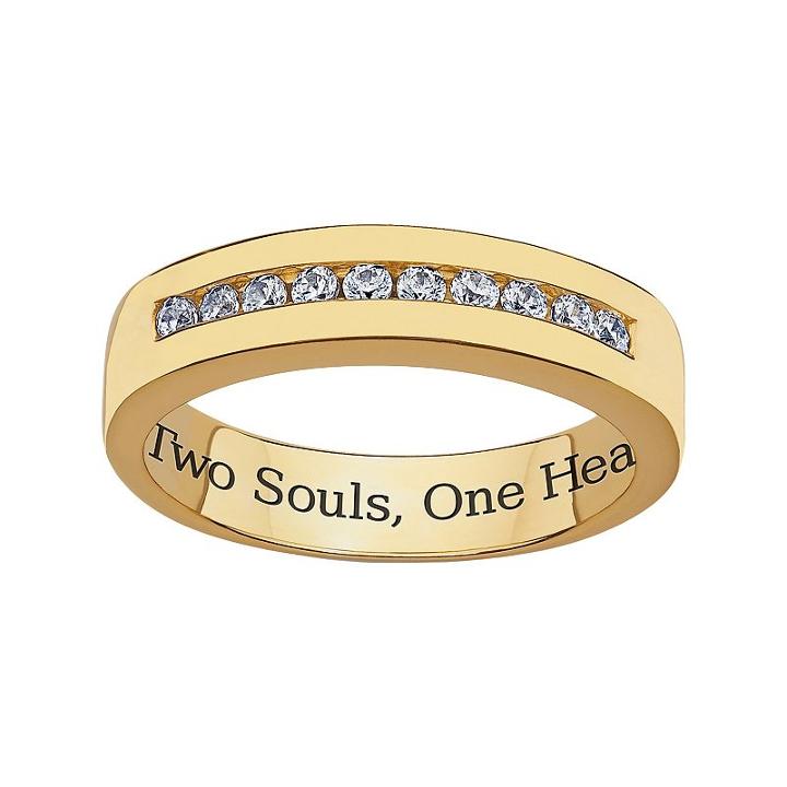 Sweet Sentiments 18k Gold Over Sterling Silver Cubic Zirconia Wedding Ring, Women's, Size: 8, White