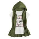 Girls 7-16 & Plus Size Self Esteem Graphic Tee Set With Hooded Vest & Necklace, Size: Xxl Plus, Brt Green