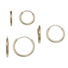 Primrose 14k Gold Over Silver 3-pair Tube Hoop Earring Set, Women's