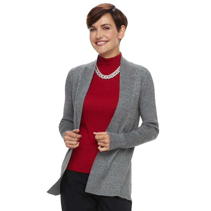 Women's Dana Buchman Ribbed Cardigan Sweater, Size: Medium, Oxford