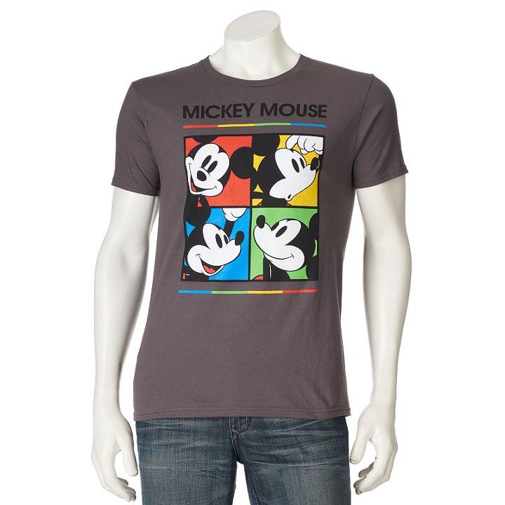 Men's Disney Mickey Mouse Square Tee, Size: Small, Oxford