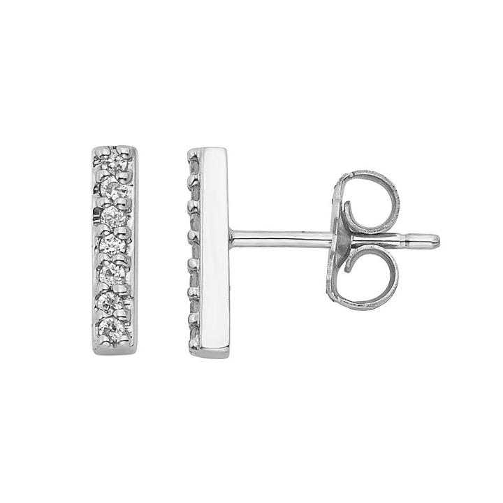 1/10 Carat T.w. Diamond 10k Gold Stick Stud Earrings, Women's, White