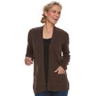 Women's Croft & Barrow&reg; Essential Open Front Cardigan, Size: Medium, Dark Brown