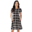 Women's Apt. 9&reg; Printed Swing Dress, Size: Medium, Black Plaid