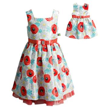 Girls 4-14 Dollie & Me Peony Dress Set, Girl's, Size: 7, White Oth