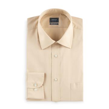 Men's Arrow Regular-fit Solid Textured Dress Shirt, Size: L-34/35, Med Beige