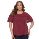 Plus Size Sonoma Goods For Life&trade; Embroidered Yoke Tee, Women's, Size: 3xl, Pink