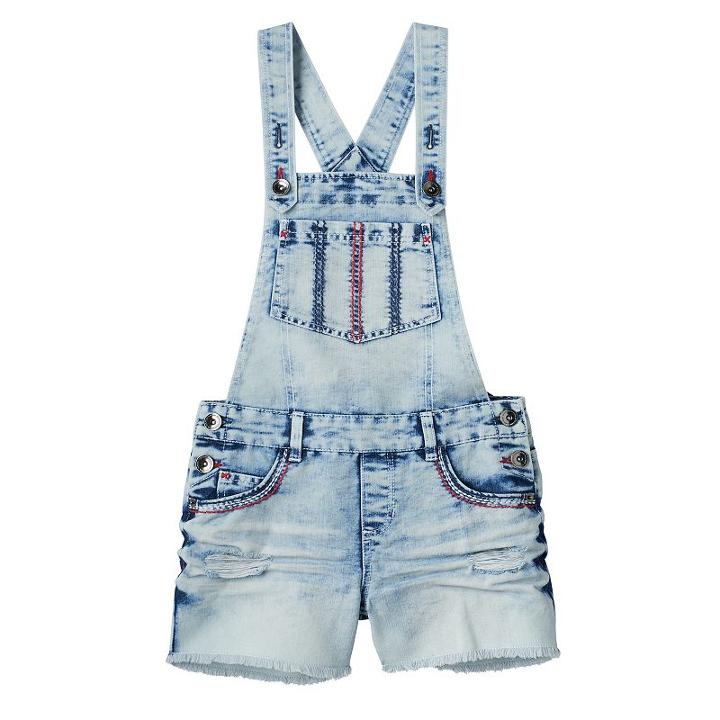 Girls 7-16 So&reg; Americana Acid Wash Denim Shortalls, Girl's, Size: 8, Light Blue