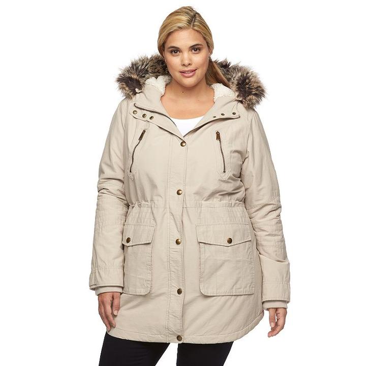 Plus Size Apt. 9&reg; Hooded Faux-fur Anorak Parka, Women's, Size: 1xl, Lt Beige
