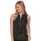 Women's Apt. 9&reg; Zipper Accent Tank, Size: Medium, Black