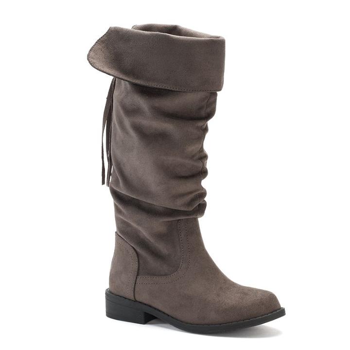 So&reg; Dixie Girls' Knee High Boots, Size: 4, Grey