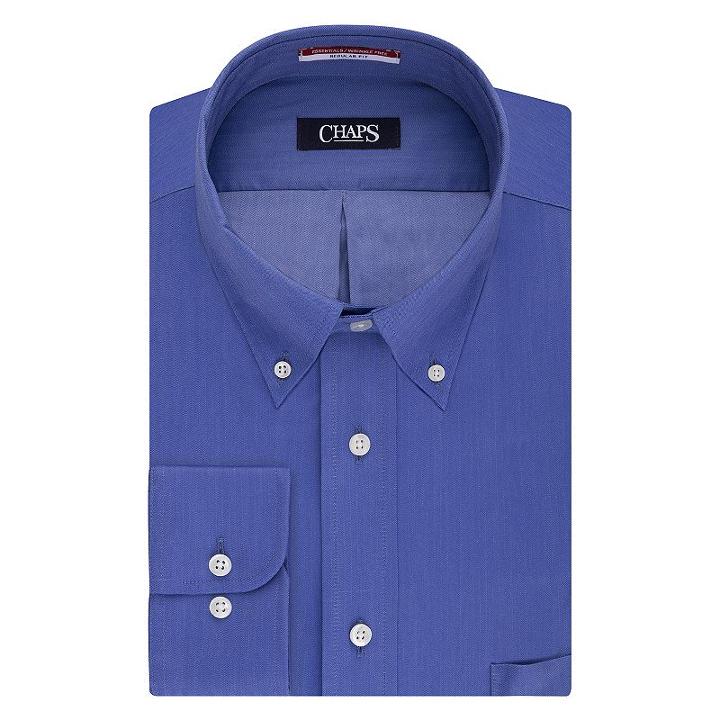 Big & Tall Chaps Regular-fit Herringbone Wrinkle-free Dress Shirt, Men's, Size: 17 35/36t, Brt Blue