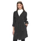 Women's Apt. 9&reg; Draped Charmuese Trench Coat, Size: Large, Black